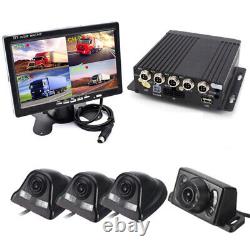 4CH Car Mobile DVR Security Video Recorder withCameras LCD Monitor Panoramic 360°
