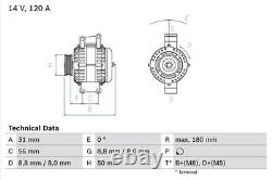 BOSCH Alternator for Mercedes Benz Sprinter 313 CDi OM611.981 2.1 (08/02-04/06)