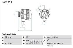 BOSCH Alternator for Mercedes Benz Sprinter 410 D OM602.980 2.9 (01/97-03/00)