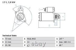 BOSCH Starter Motor for Mercedes Benz Sprinter 316 CDi 2.1 Mar 2009 to Present