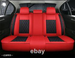 Deluxe Edition Microfiber Leather Seat Covers Cushion Red Black Full Set For Car