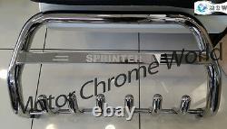 Fits Mercedes Sprinter Bull Bar Chrome Axle Nudge A-bar 2007-2013 Engraved Logo