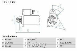 Genuine BOSCH Starter Motor for Mercedes Sprinter 319 CDi 3.0 (3/09-Present)