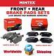 Mintex Front + Rear Pads + Sensors For Mercedes Sprinter Box 311 Cdi 4x4 2008-09
