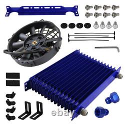 Universal AN10 15 Row Engine Oil Cooler With Bracket Fittings+7 Electric Fan Kit