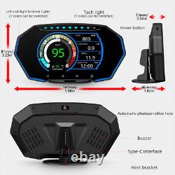 Affichage tête haute HUD multifonction pour voiture : compteur de vitesse GPS KMH&MPH avec alarme de fatigue