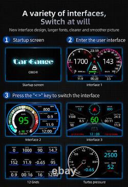 Affichage tête haute HUD multifonction pour voiture : compteur de vitesse GPS KMH&MPH avec alarme de fatigue