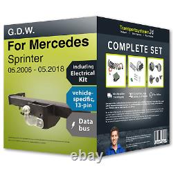 Attelage fixe pour MERCEDES Sprinter 06- + Spécification 13 broches. Kit électrique avec manuel.