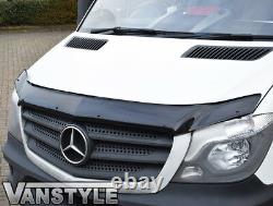 Mercedes Sprinter 2014-18 Black Bonnet Wind Bug Déflecteur Protecteur & Sun Visor