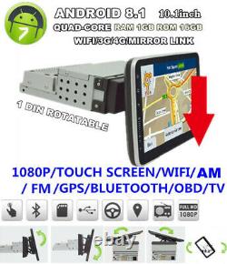 Simple Din Voiture Écran Tactile 10.1 '' Android 8.1 Stereo Radio Gps Wifi Miroir Lien