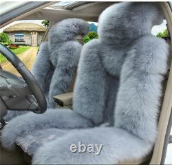 Super Doux Et Moelleux Winter Sheepskin Fur Car 2 Front Seat Cover Winter Grey/blue