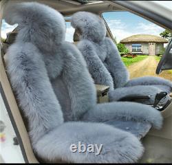 Super Doux Et Moelleux Winter Sheepskin Fur Car 2 Front Seat Cover Winter Grey/blue